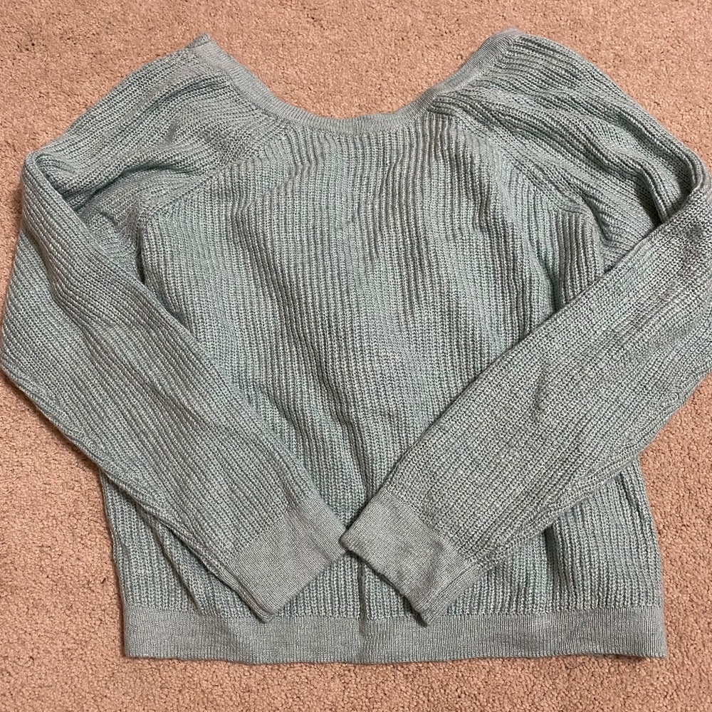 Teal Twisted Back Sweater